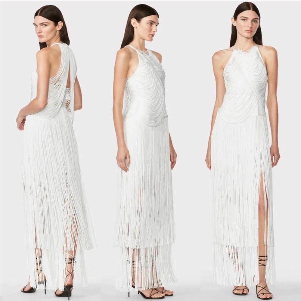 Herve Leger White Fringe Wedding Dress